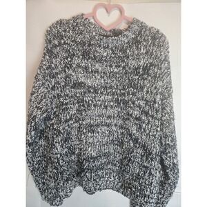 Vintage‎ 90s Street Scenes Sweater Chunky Ladies Medium Loose Knit Black White
